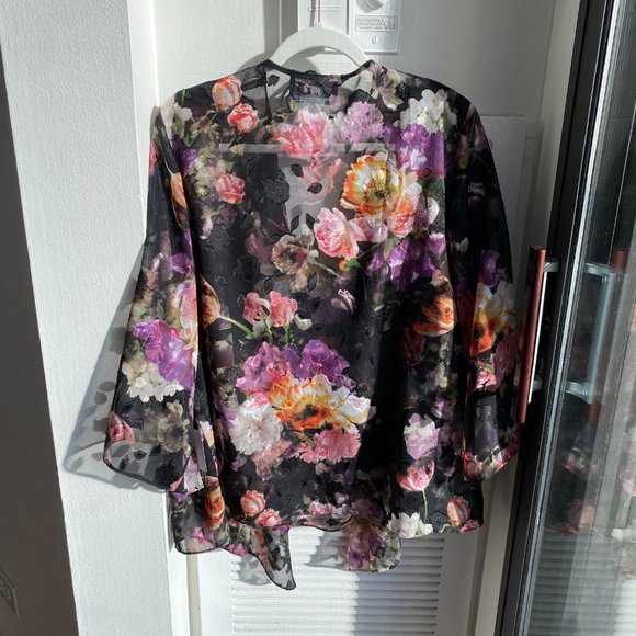 Two Piece Floral Alex Evenings Women's Dress Top - Picture 2 of 5